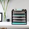 5 Slot Desk Organizer Tray, Mesh File Paper Letter Tray Desktop Paper Sorter Literature Organizer Rack for Home, Office, or School, Black